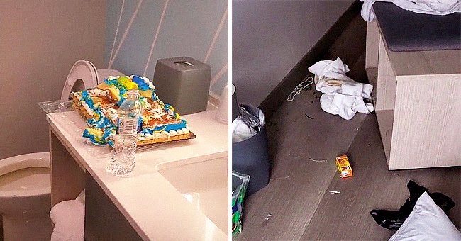 Gâteau écrasé sur le comptoir de la salle de bain. | Source : tiktok.com/shantons7