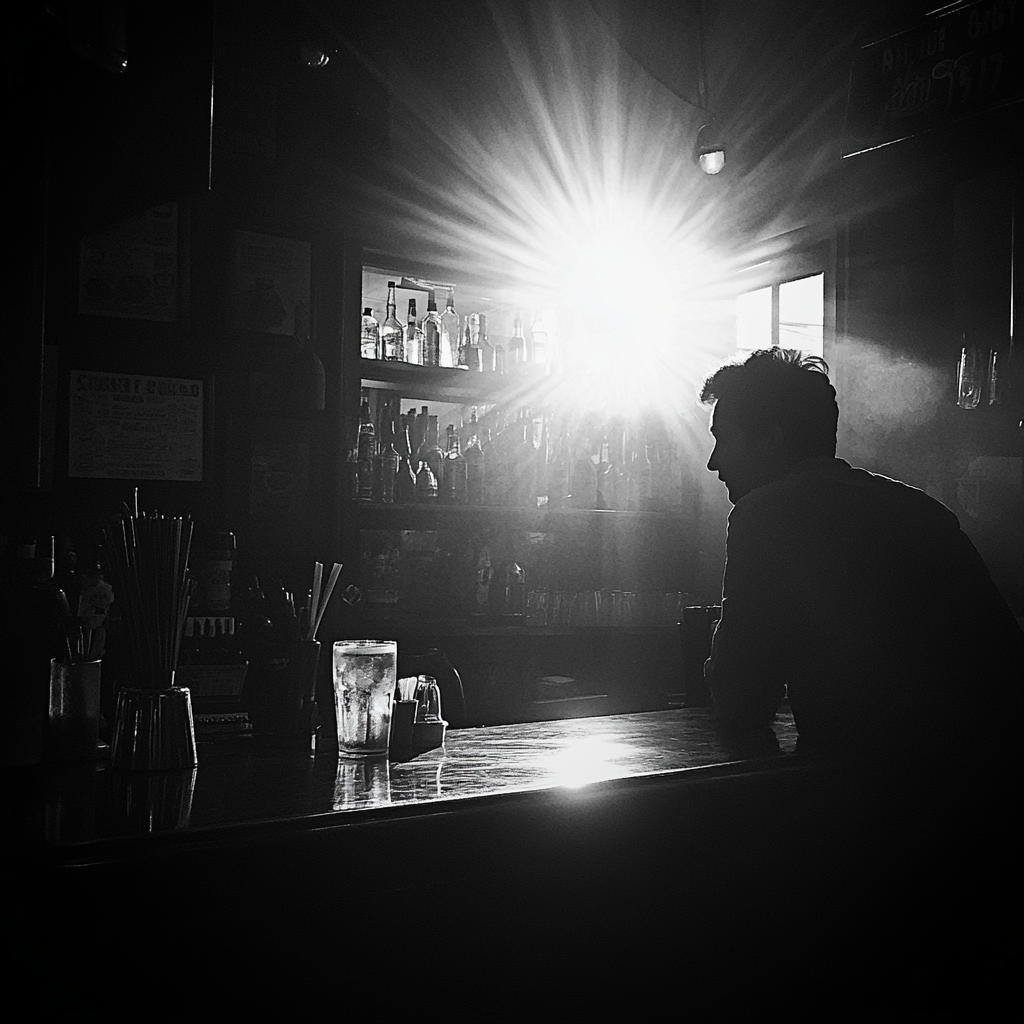 Un homme assis à un bar | Source : Midjourney