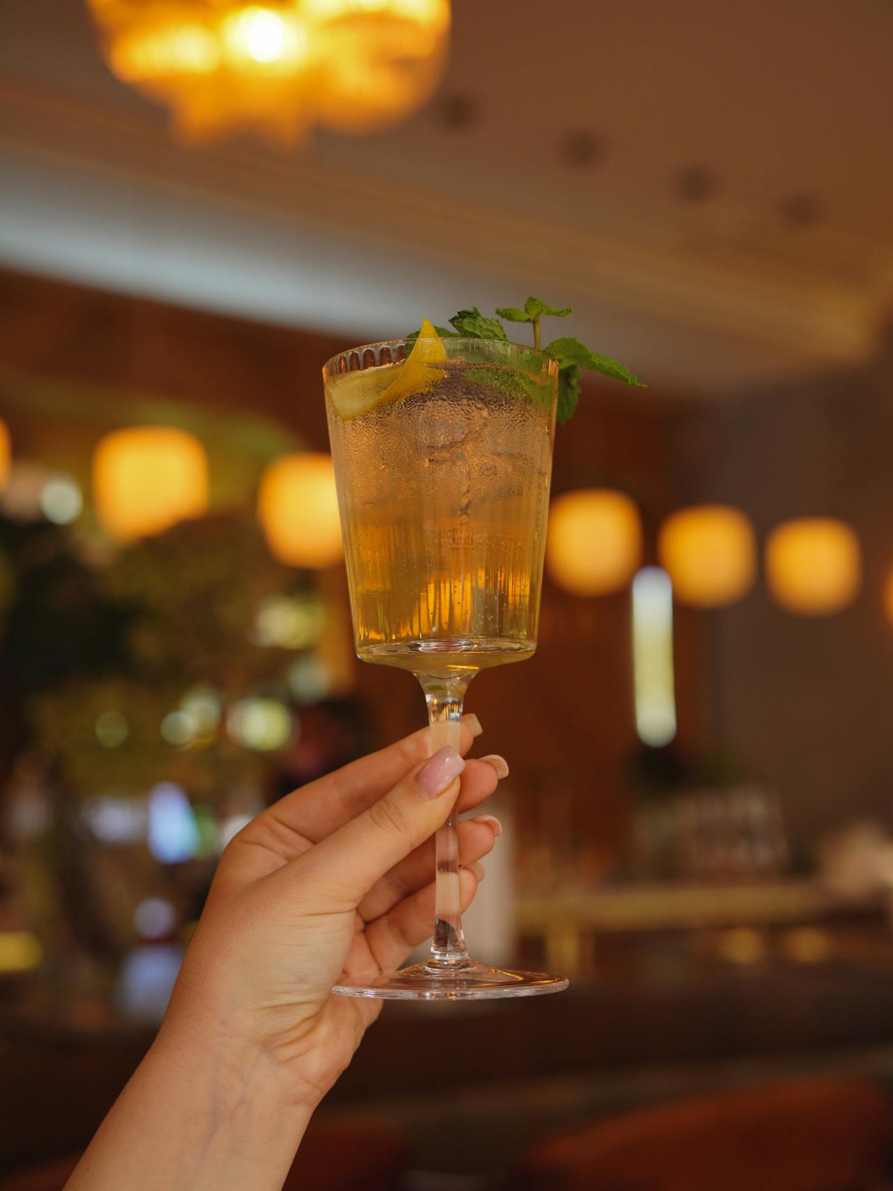 Gros plan d'une femme portant un toast avec un verre de boisson fraîche | Source : Pexels