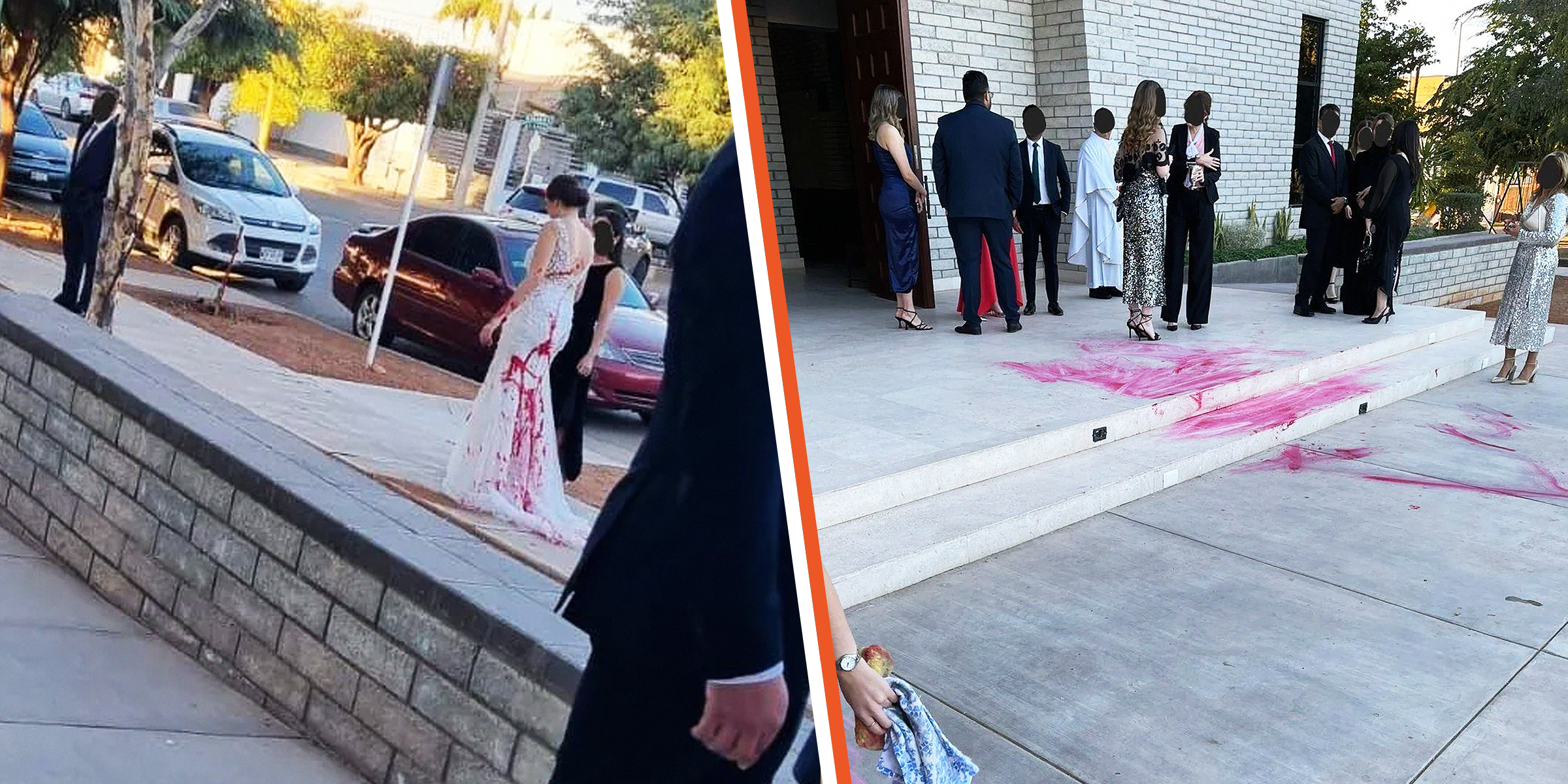 La mariée avec de la peinture sur sa robe de mariée | Invités au mariage | Source : Reddit/r/weddingshaming