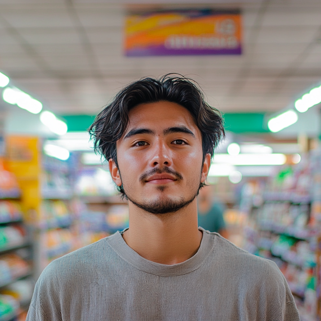 Un homme debout dans un magasin | Source : Midjourney