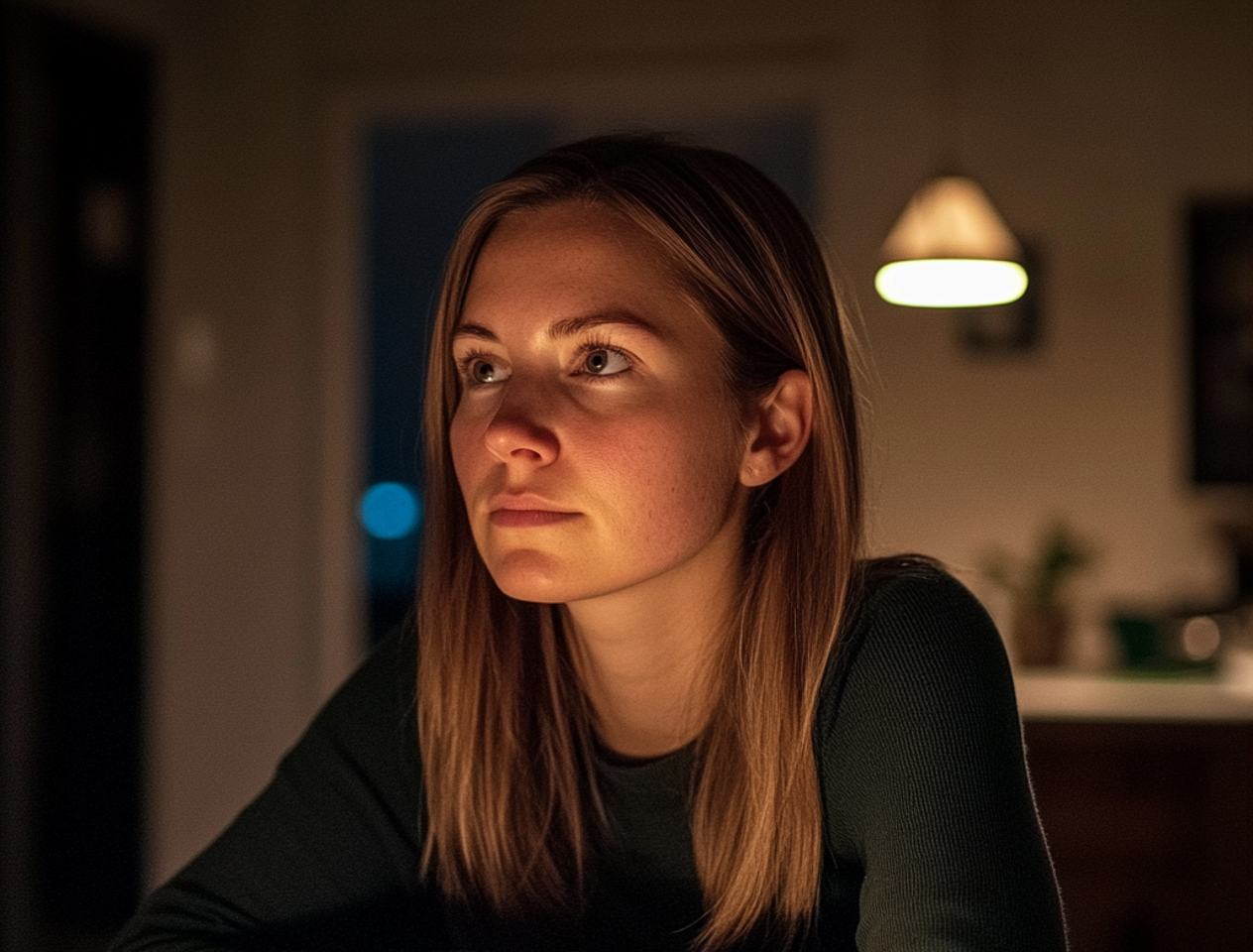 Une femme pensive assise à une table à manger | Source : Midjourney