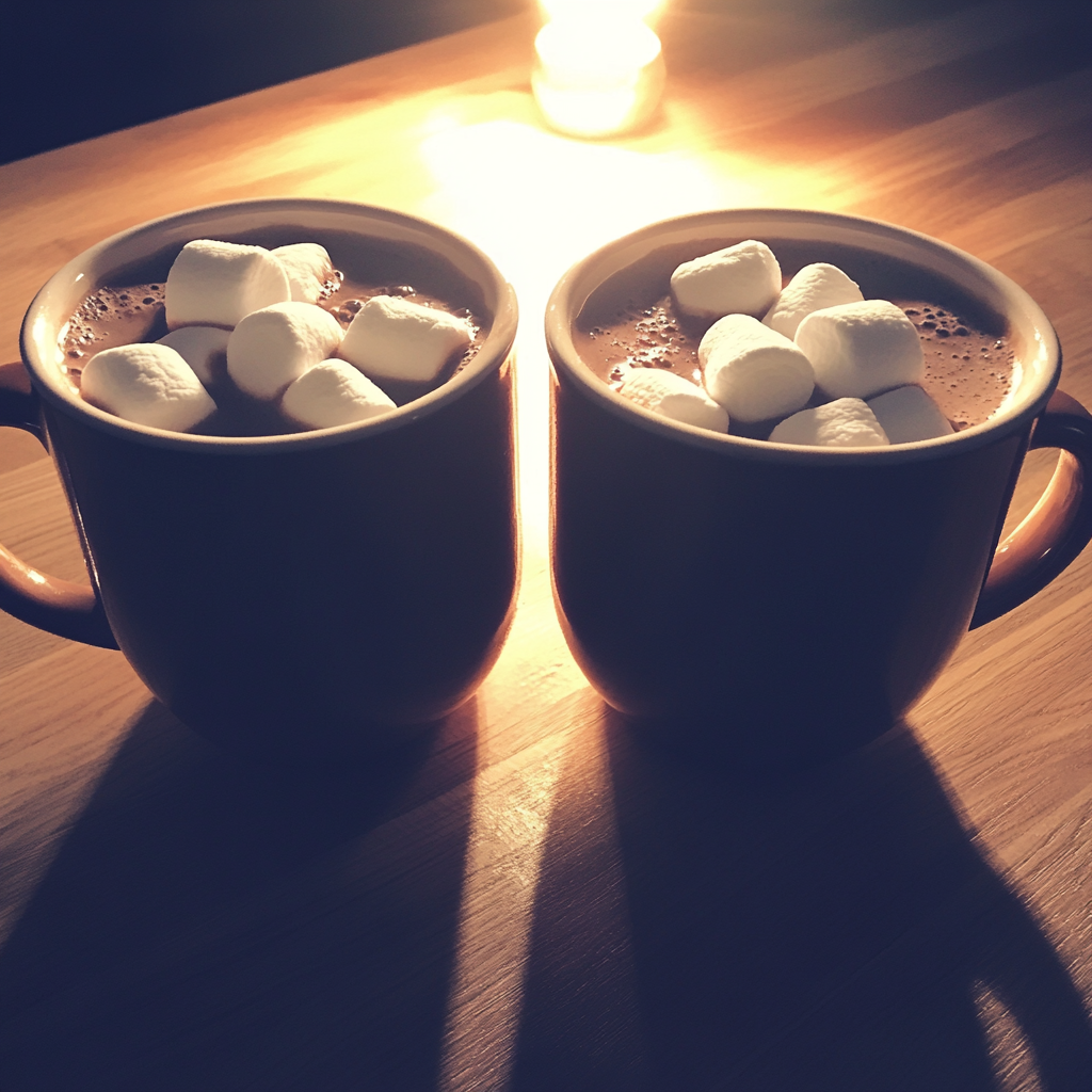 Deux tasses de chocolat chaud | Source : Midjourney