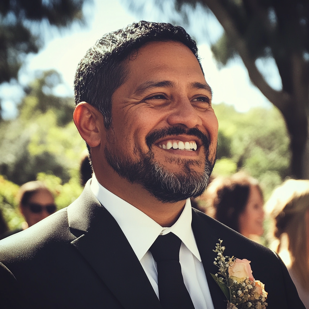 Un célébrant de mariage souriant | Source : Midjourney