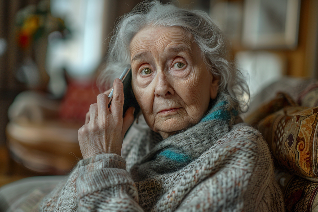 Une femme âgée qui parle au téléphone | Source : Midjourney