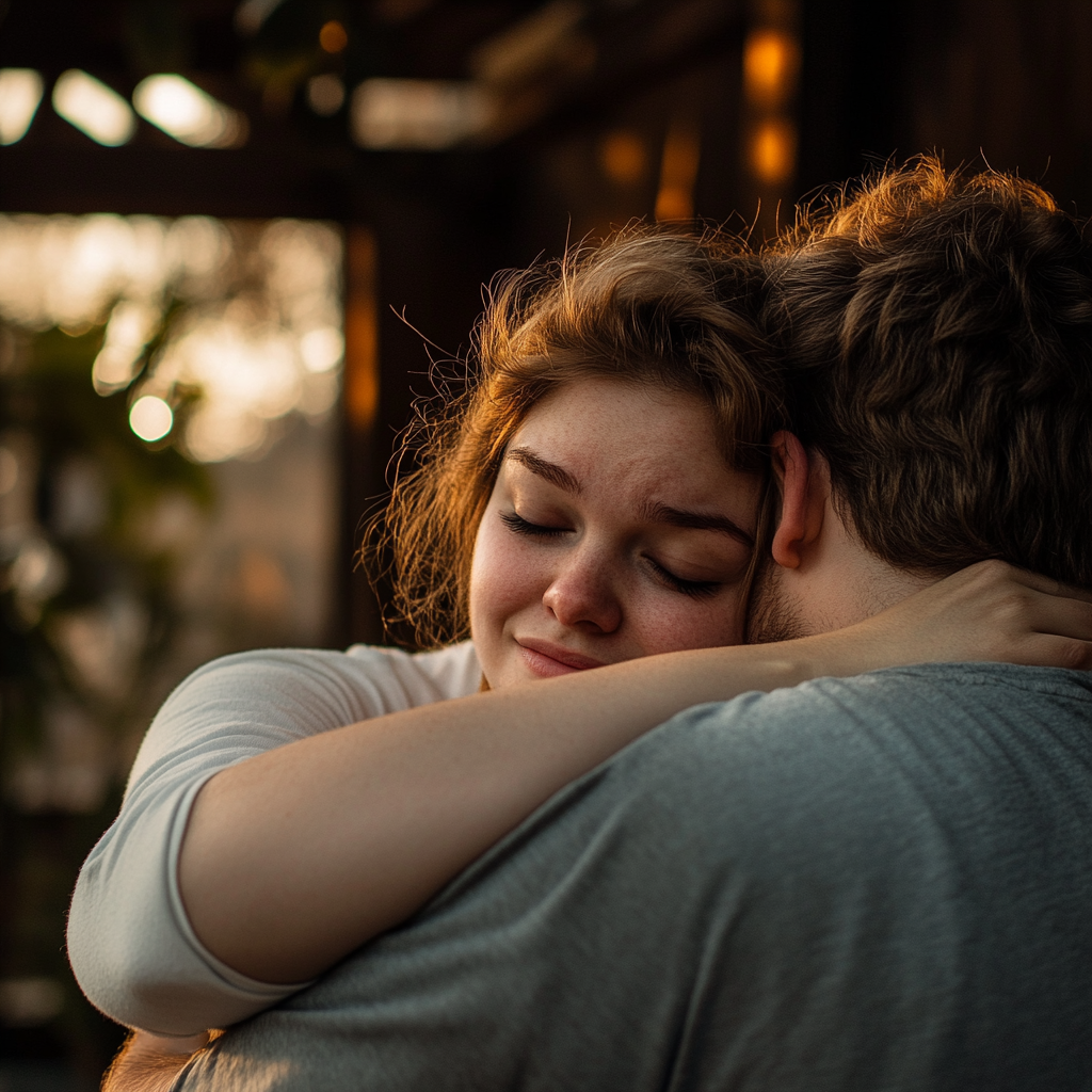 A man and a woman sharing an emotional embrace | Source: Midjourney