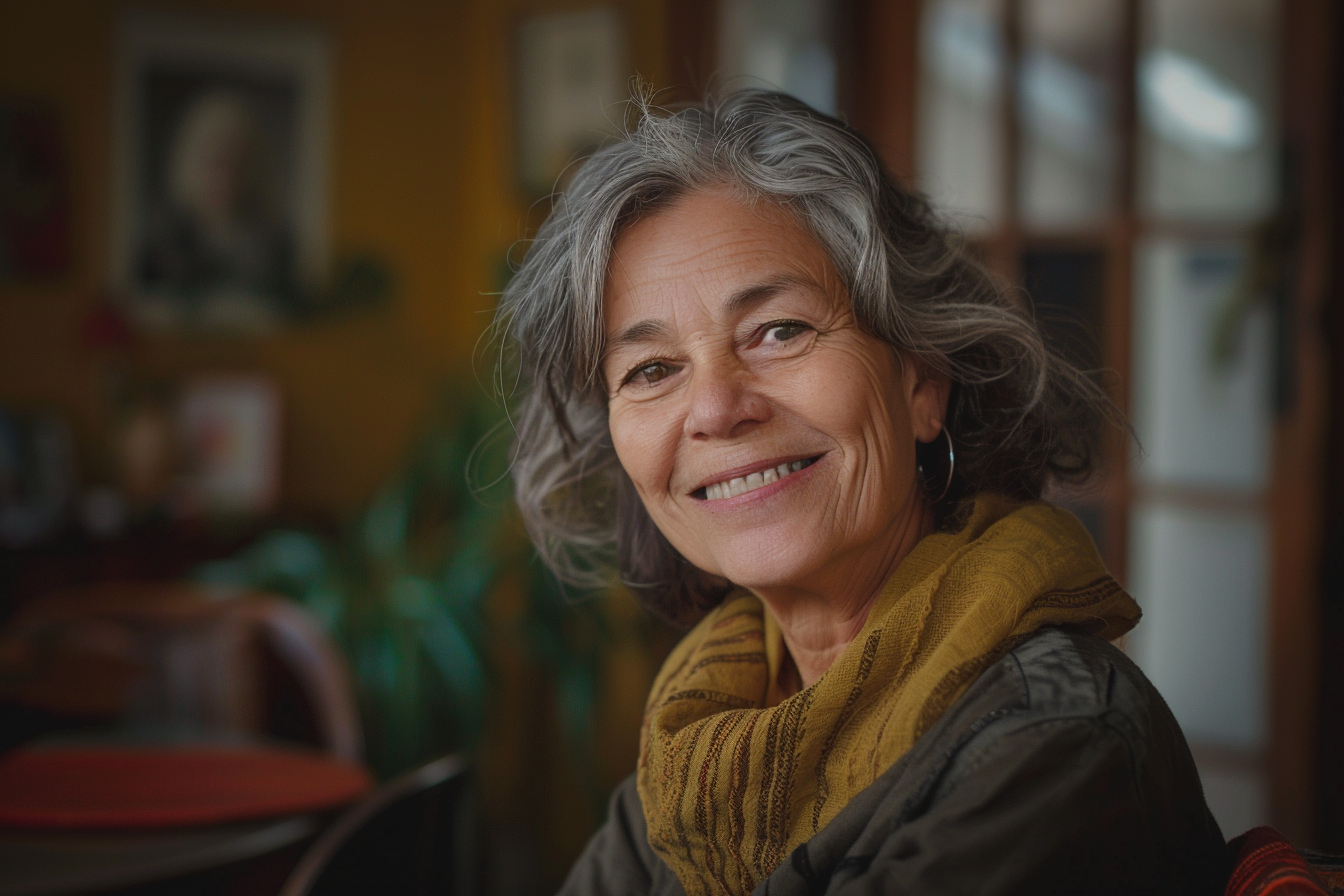 Une femme âgée qui sourit | Source : Midjourney