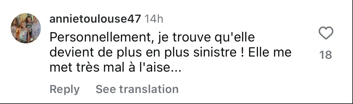 Commentaire d'une internaute sur l'apparition de Céline Dion à Riyad | Source : capture Instagram