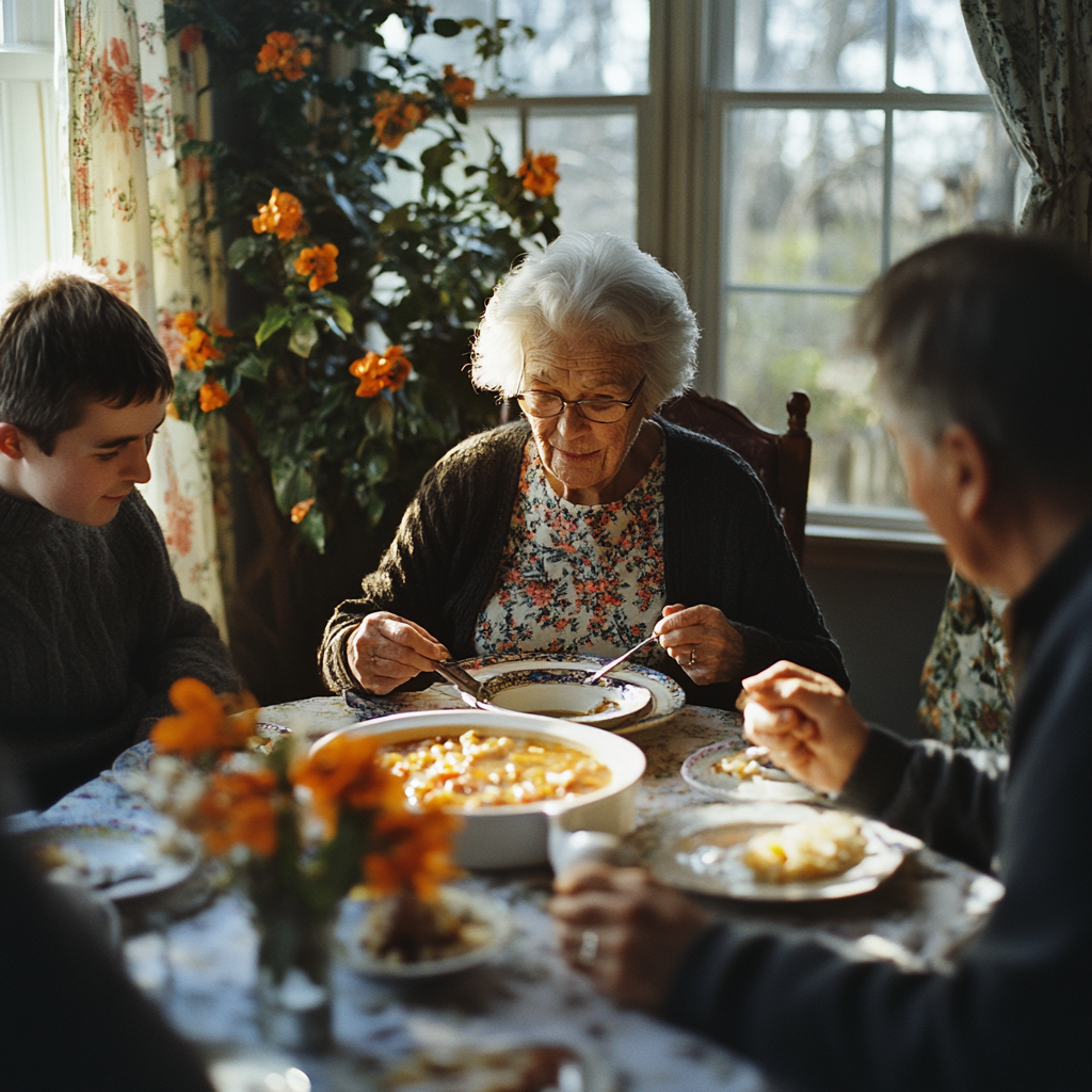 Une famille en train de dîner | Source : Midjourney