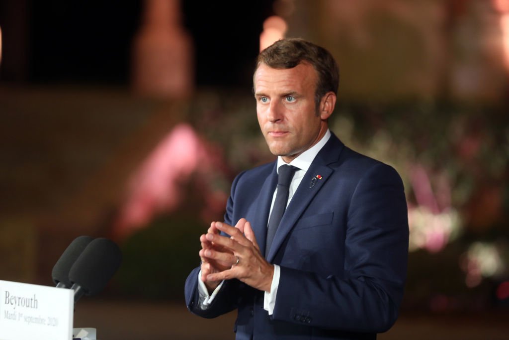 Emmanuel Macron en plein discours / Source : Getty Images