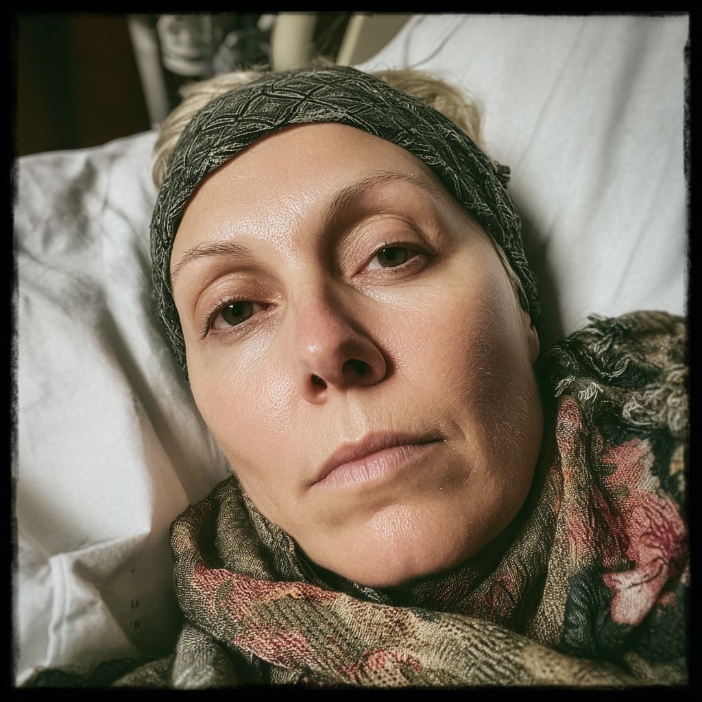 Gros plan sur une femme allongée dans un lit d'hôpital | Source : Midjourney