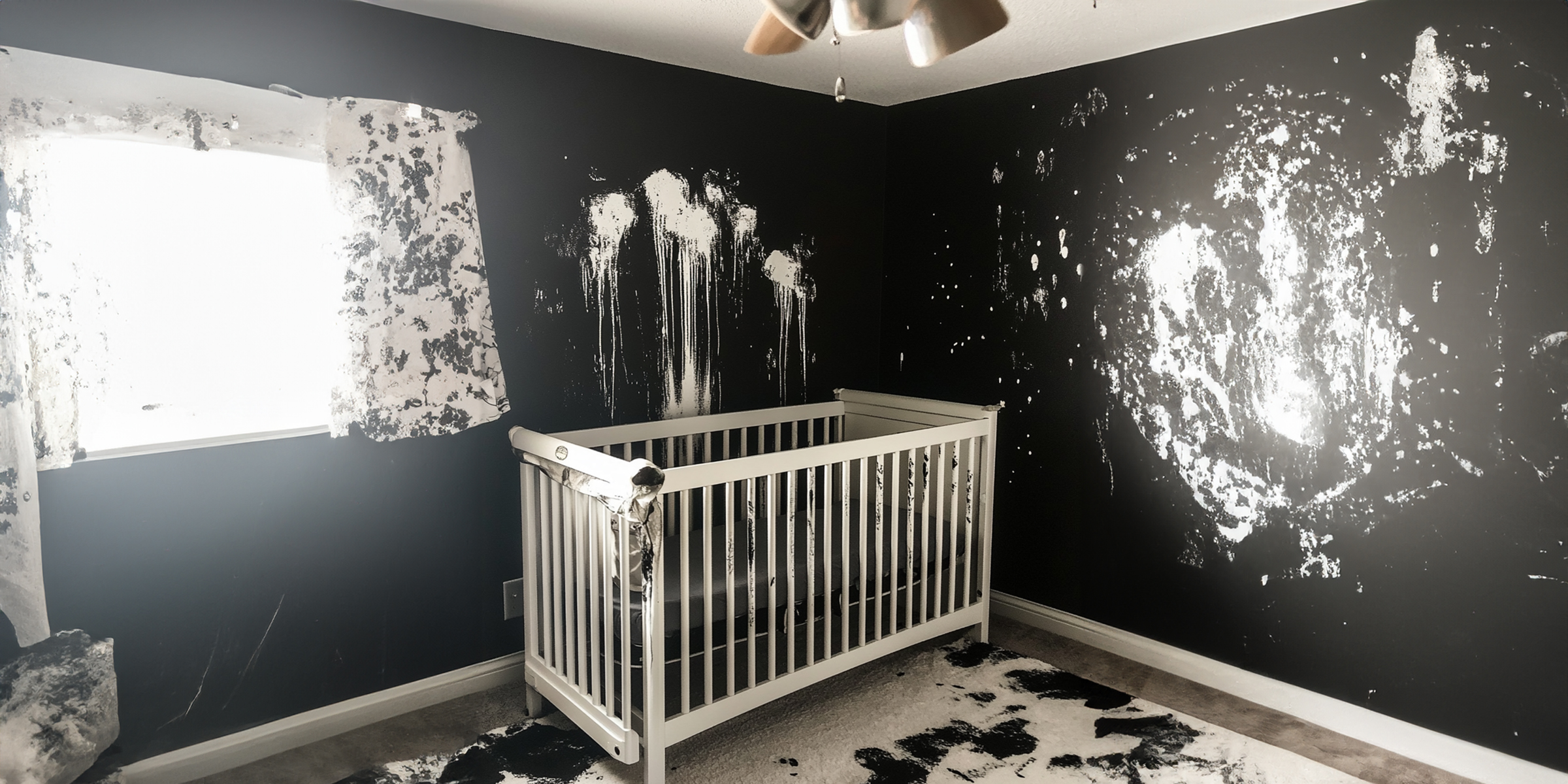 Une chambre de bébé ruinée et désordonnée repeinte en noir | Source : AmoMama