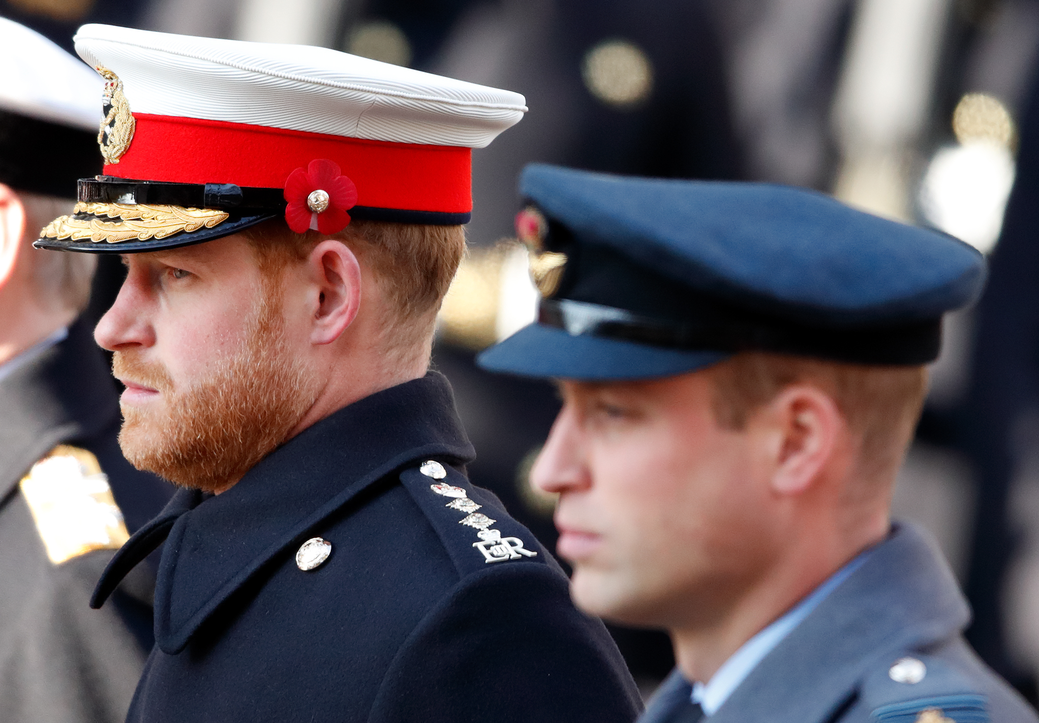 Le prince Harry et le prince William assistent au service annuel du dimanche du Souvenir, le 10 novembre 2019, à Londres, en Angleterre. | Source : Getty Images