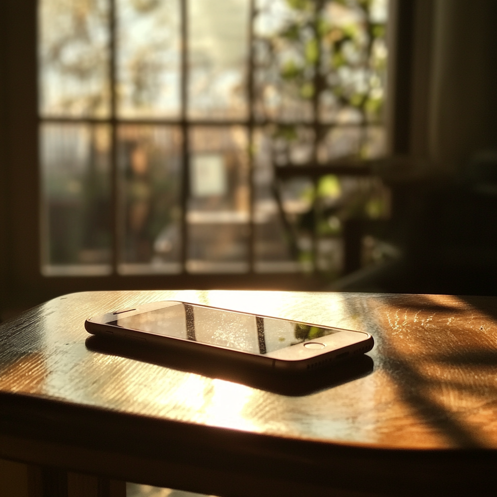 Un téléphone portable sur une table | Source : Midjourney