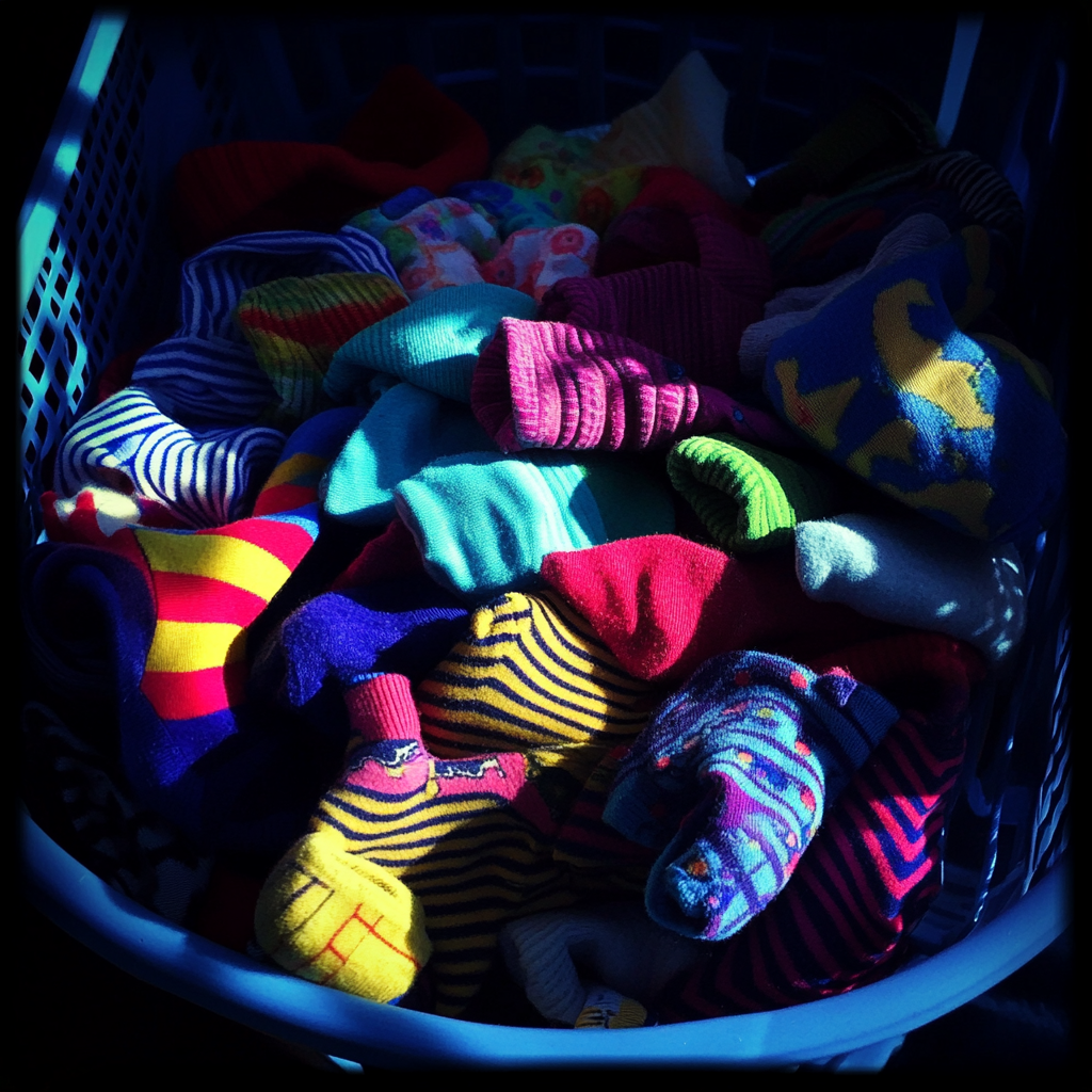 Chaussettes dans un panier à linge | Source : Midjourney