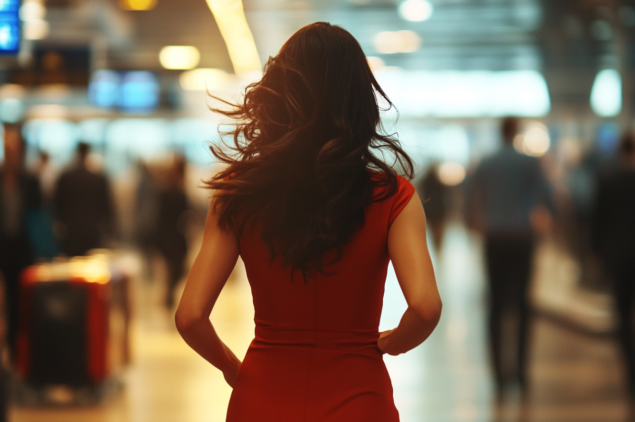 Une femme qui court dans un aéroport | Source : Midjourney