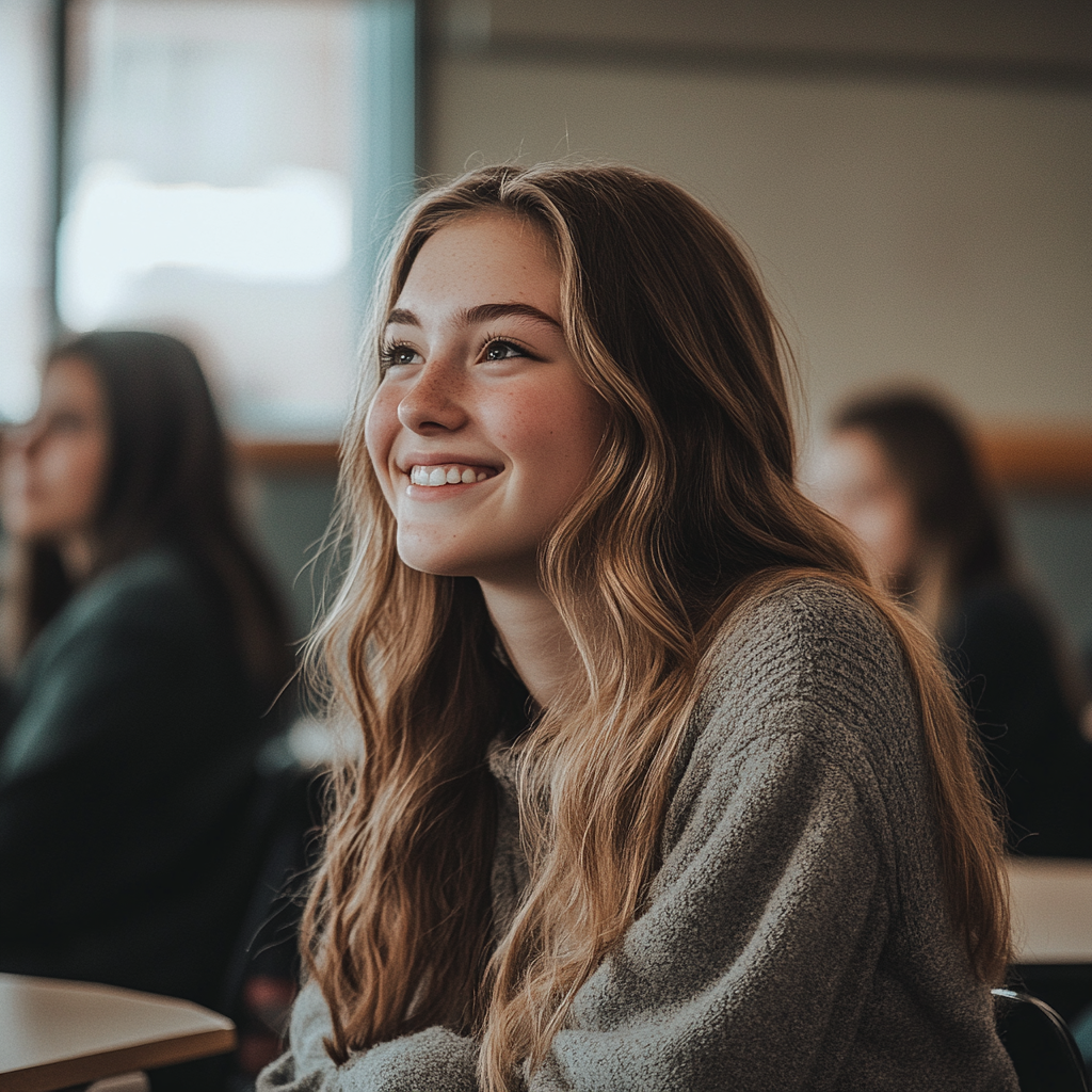 Une élève de terminale souriante | Source : Midjourney