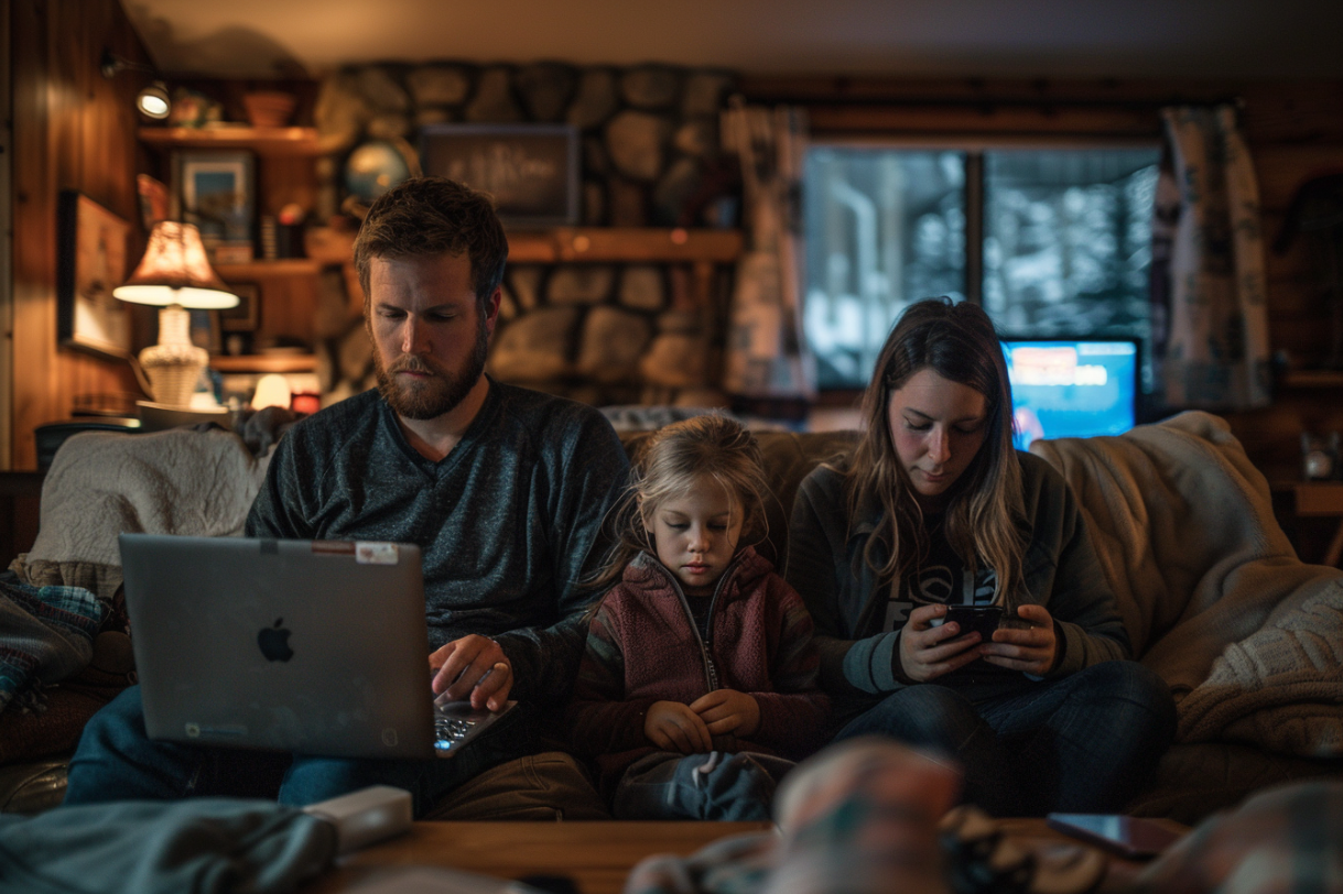 Une famille assise sur un canapé | Source : Midjourney