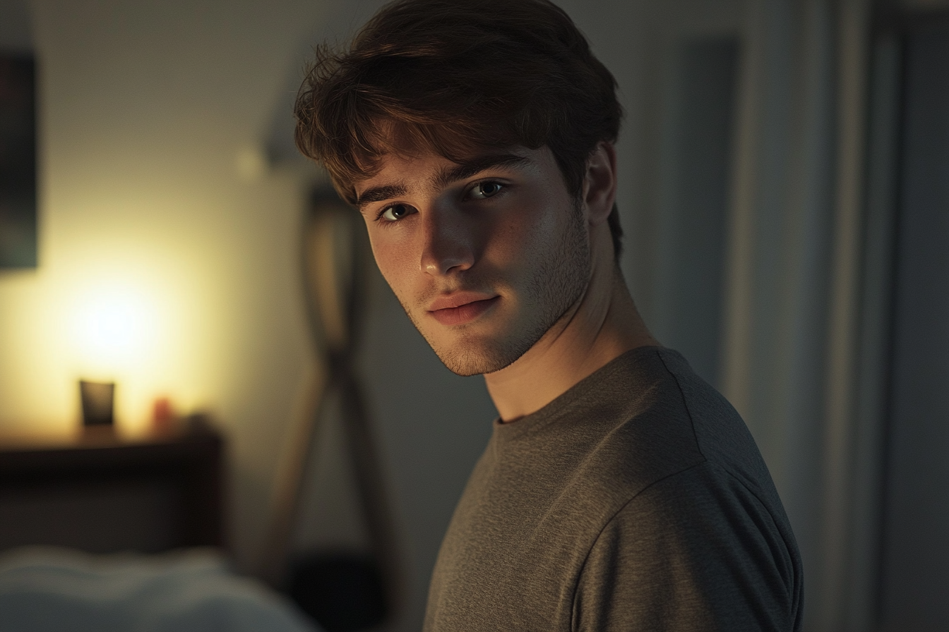 Un homme debout dans sa chambre à coucher | Source : Midjourney
