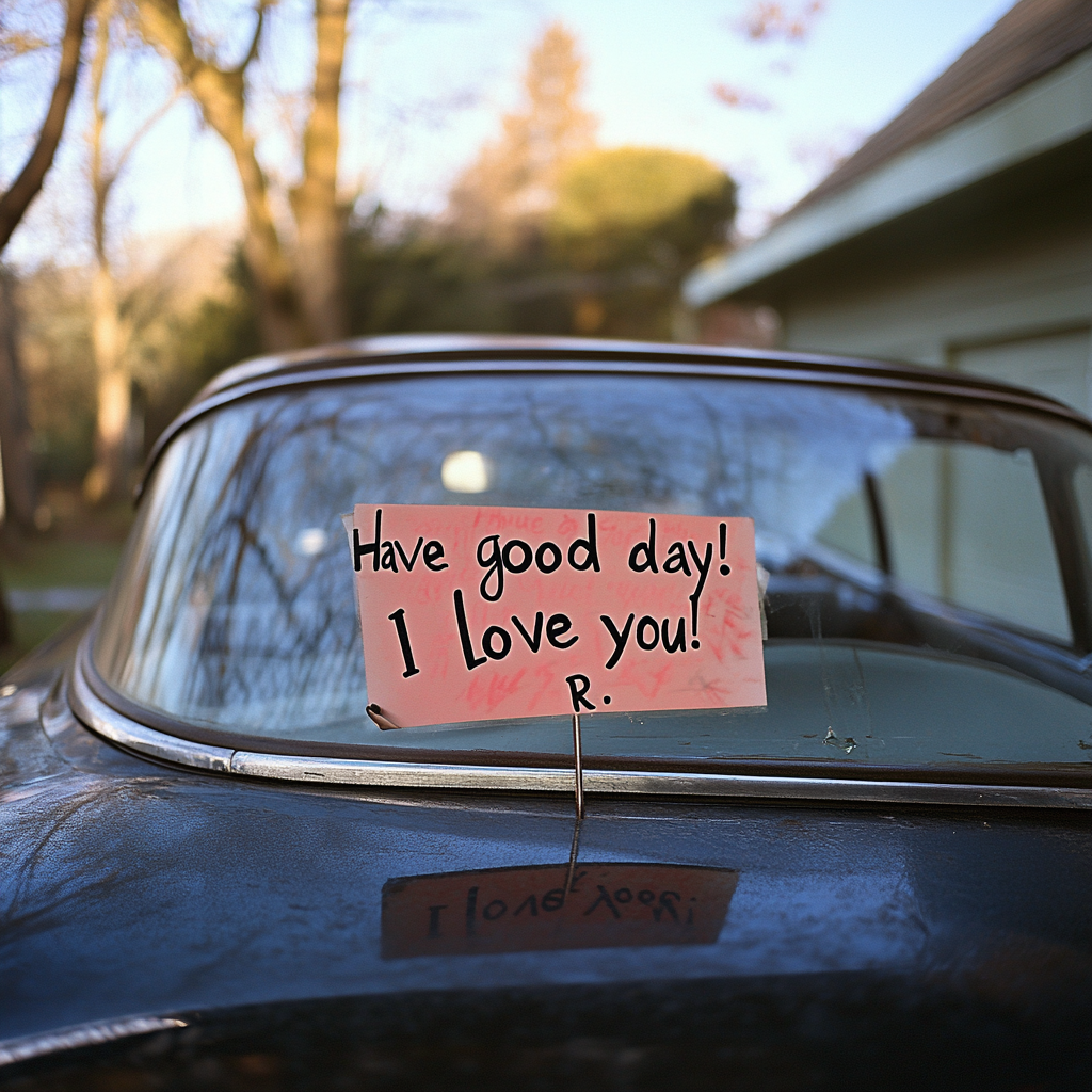 Une note adorable collée sur un pare-brise | Source : Midjourney