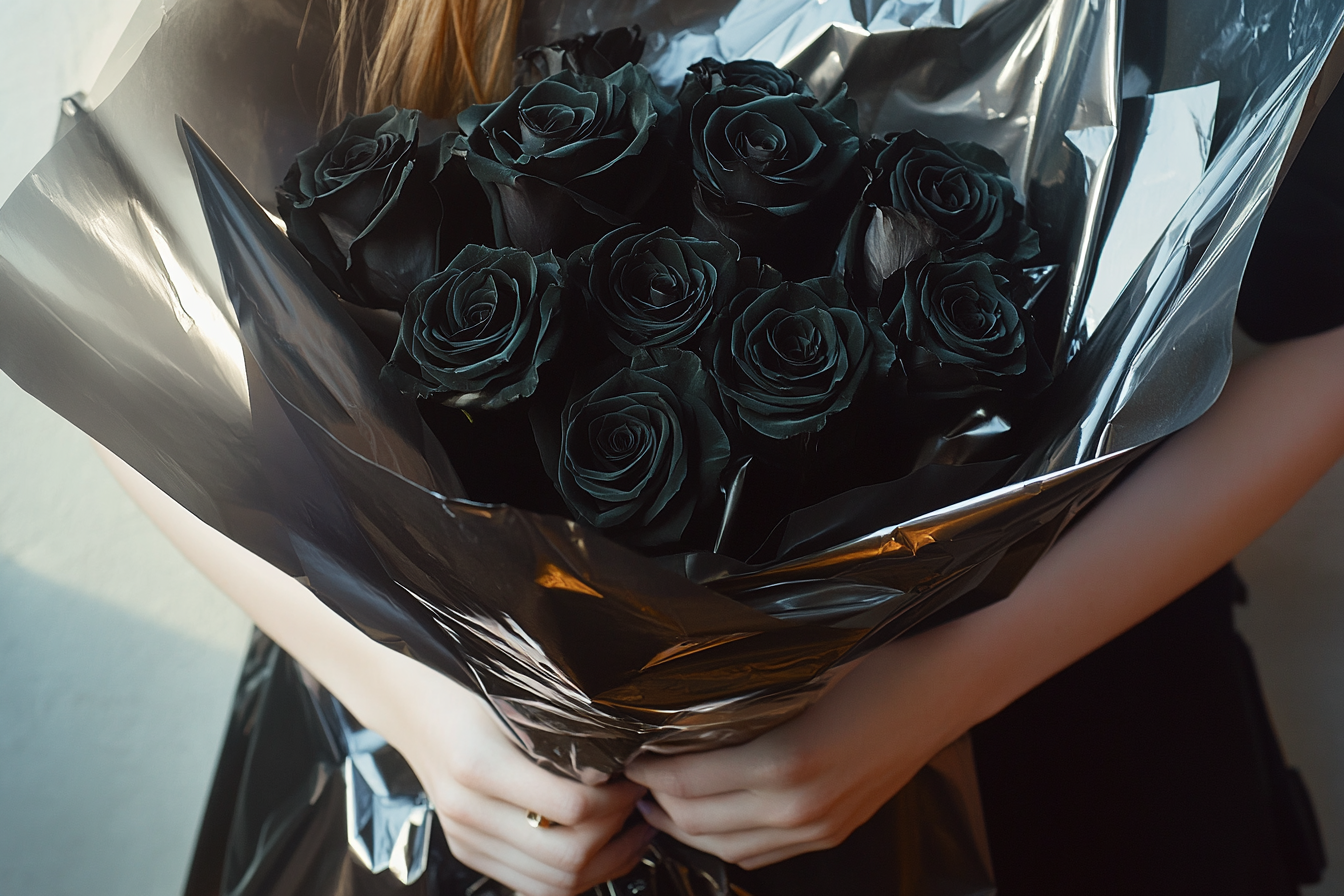 Un bouquet de roses noires | Source : Midjourney