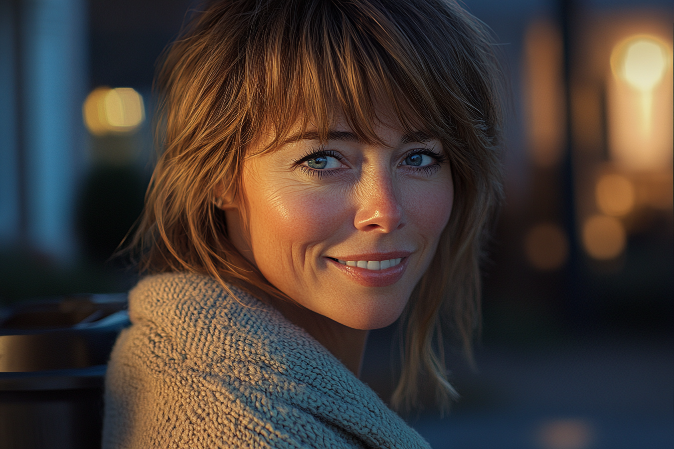 Une femme qui regarde en arrière en souriant | Source : Midjourney