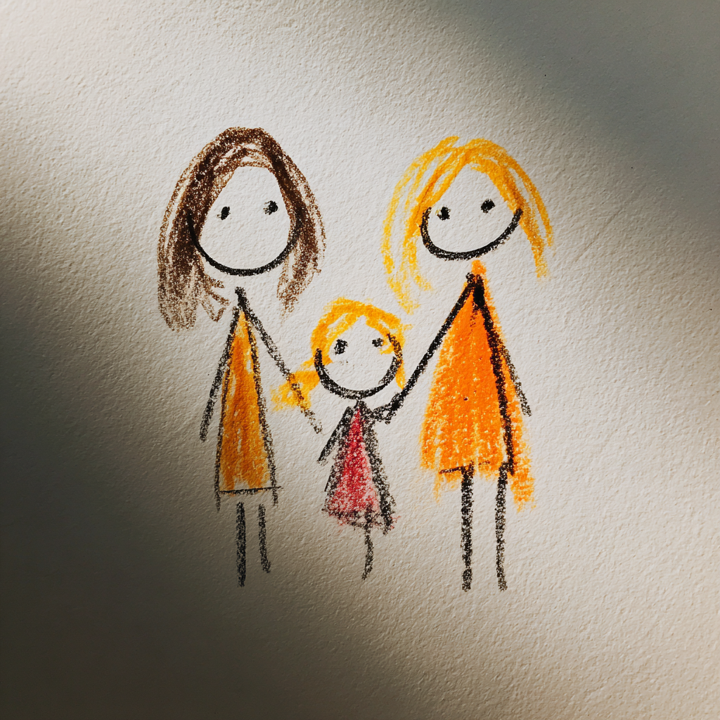 Dessin d'enfant représentant des personnages en bâton | Source : Midjourney