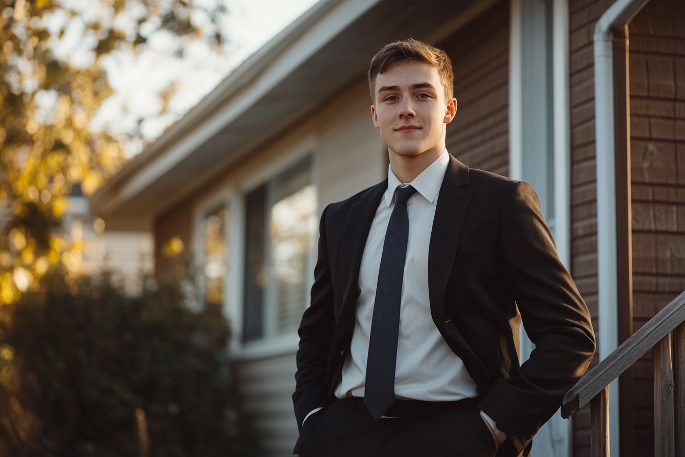 Un jeune homme en costume | Source : Midjourney