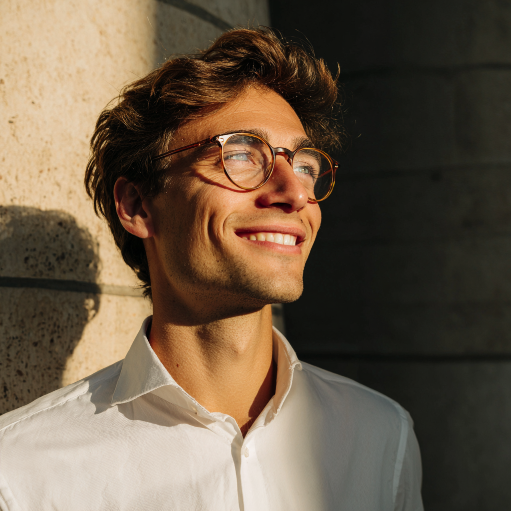 Un jeune homme souriant | Source : Midjourney