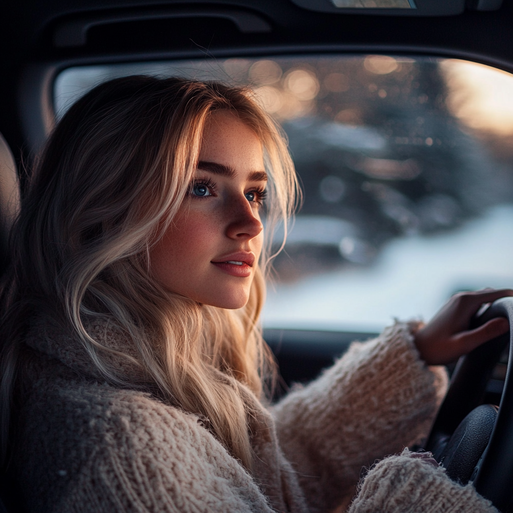 Une femme conduisant une voiture | Source : Midjourney