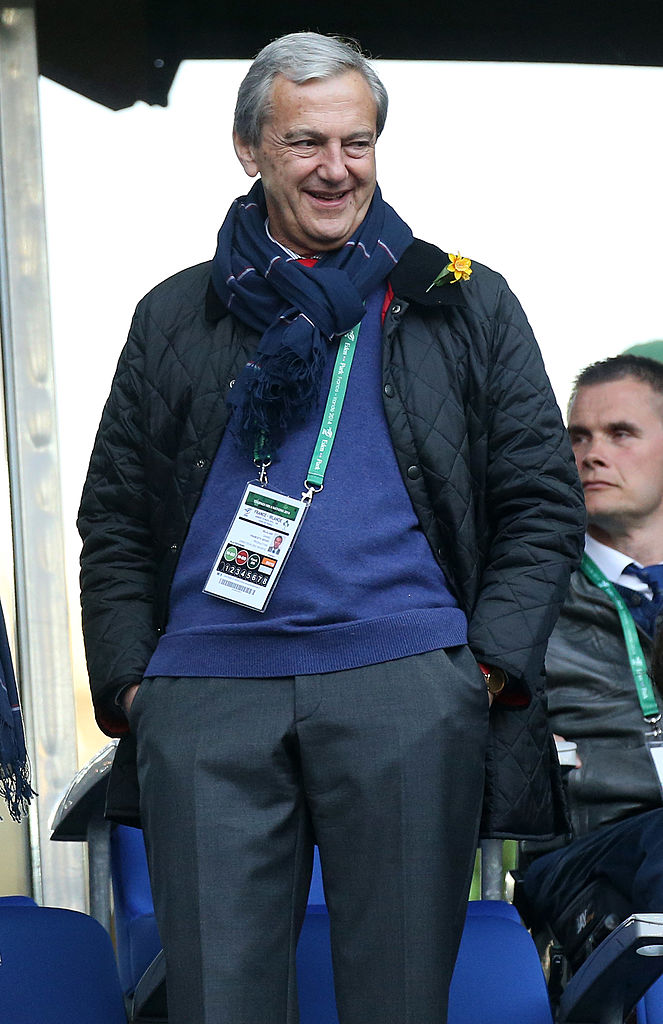 Daniel Bilalian, directeur sportif de France Télévisions, assiste au match du Tournoi des Six Nations entre la France et l'Irlande au Stade de France, le 15 mars 2014 à Saint-Denis, près de Paris. | Source : Getty Images
