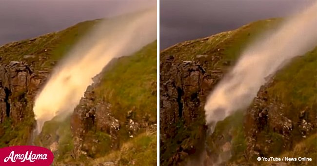 Une magnifique vidéo de la cascade avec son écoulement inversé à cause des vents violents
