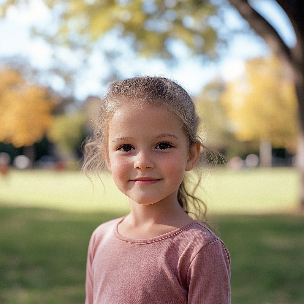 Une petite fille debout dans un parc | Source : Midjourney