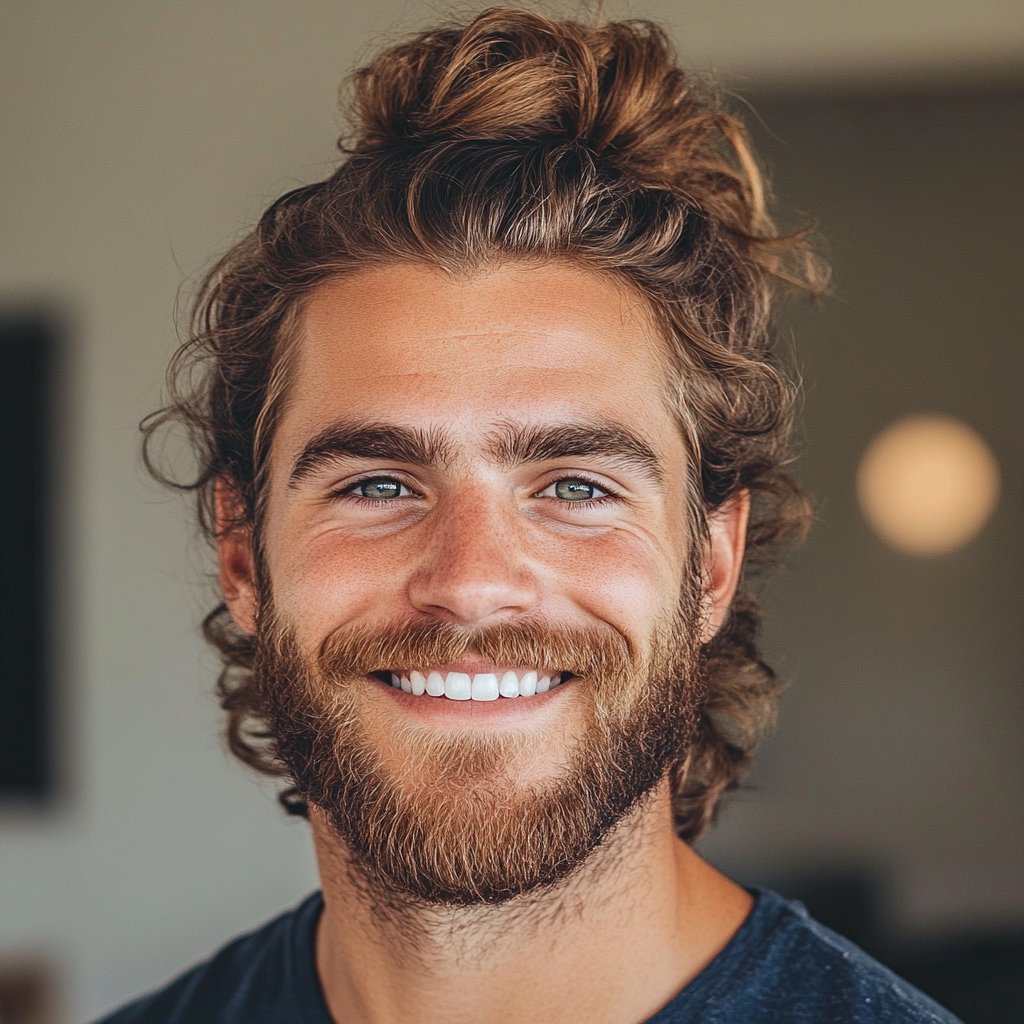 Gros plan sur un homme souriant | Source : Midjourney