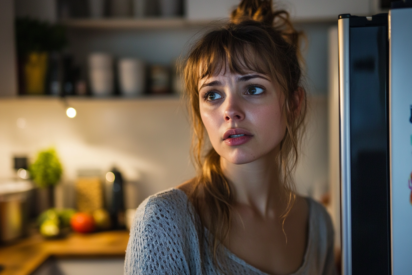 Une femme à l'air pensive dans une cuisine | Source : Midjourney