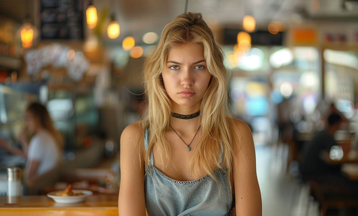 Une femme en colère dans un restaurant | Source : Midjourney