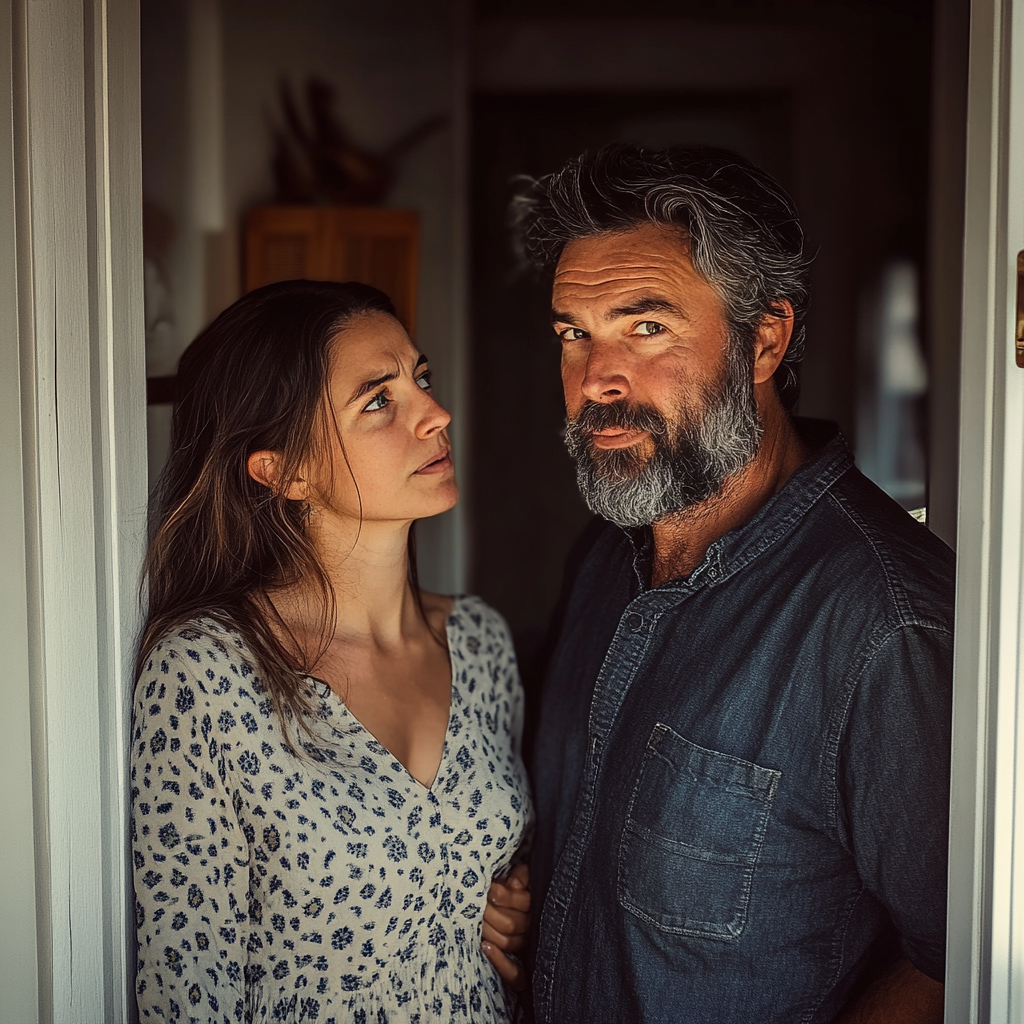 Homme debout à côté de sa femme | Source : Midjourney