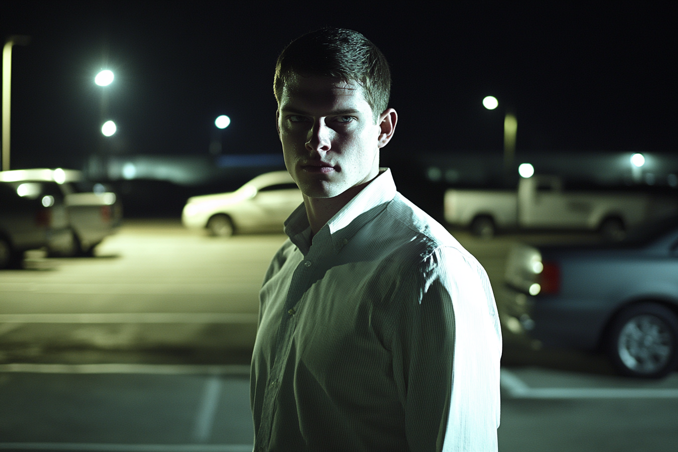 Un homme debout dans un parking | Source : Midjourney