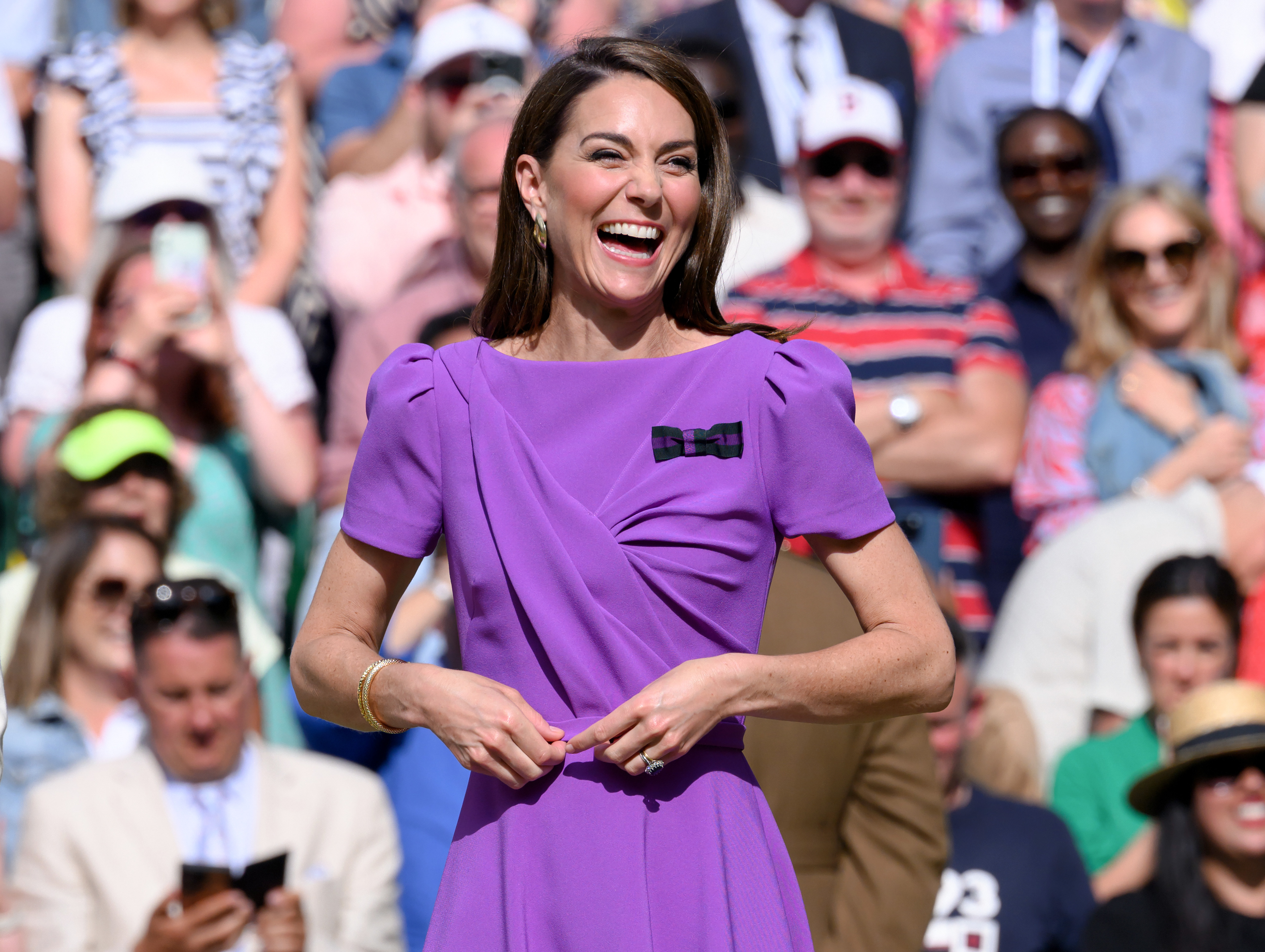 Kate Middleton sur le court pendant les championnats de tennis de Wimbledon, le 14 juillet 2024, à Londres, en Angleterre. | Source : Getty Images