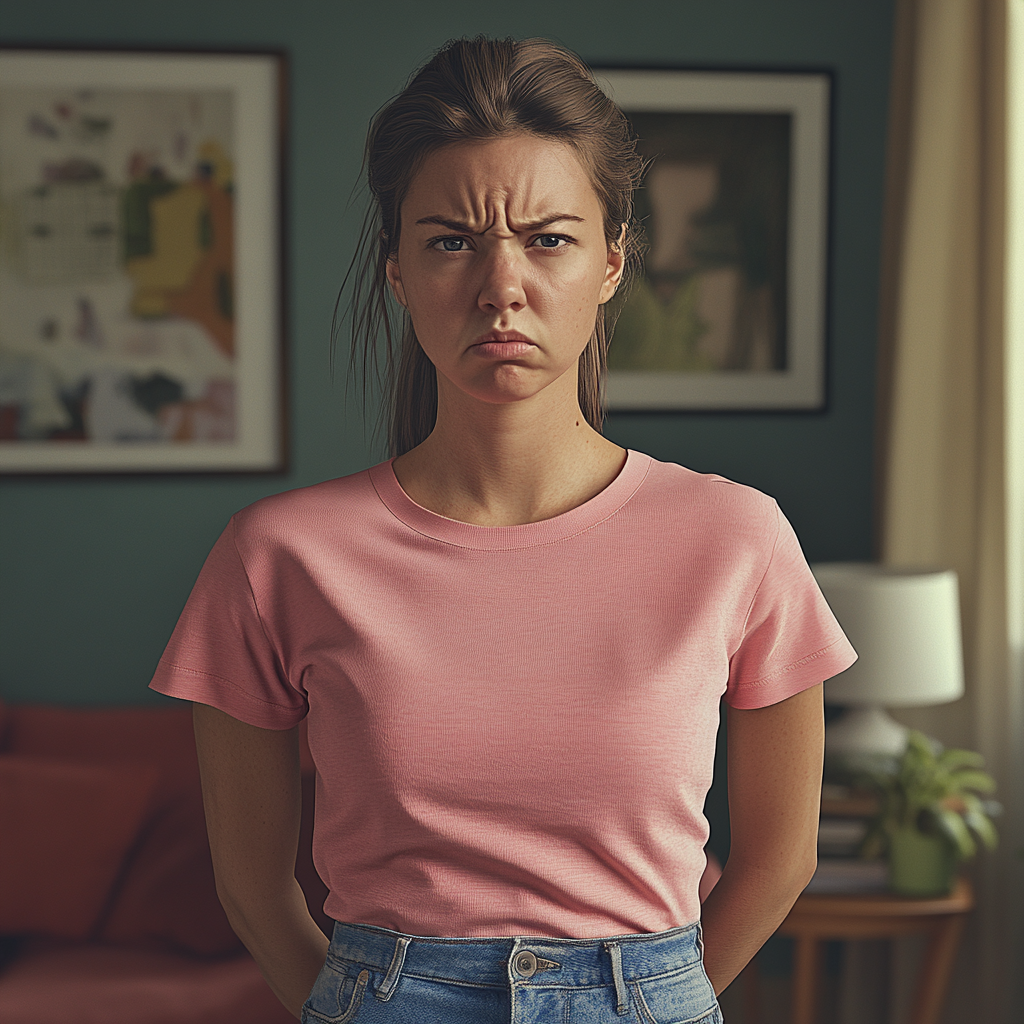 Une femme debout dans la maison de sa sœur | Source : Midjourney