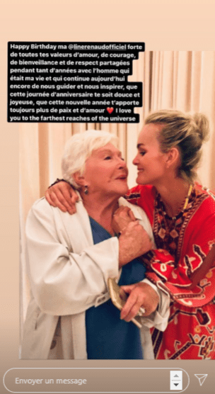 Capture d'écran de la story Instagram de Laeticia Hallyday pour le 92ème anniversaire de Line Renaud le 2 juillet 2020 | Photo : Instagram/lhallyday/