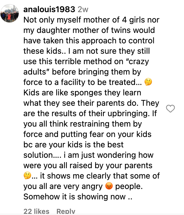 Un commentaire laissé sur le post de Shillingford à propos de ses fils | Source : instagram.com/identical_triplet_mama/