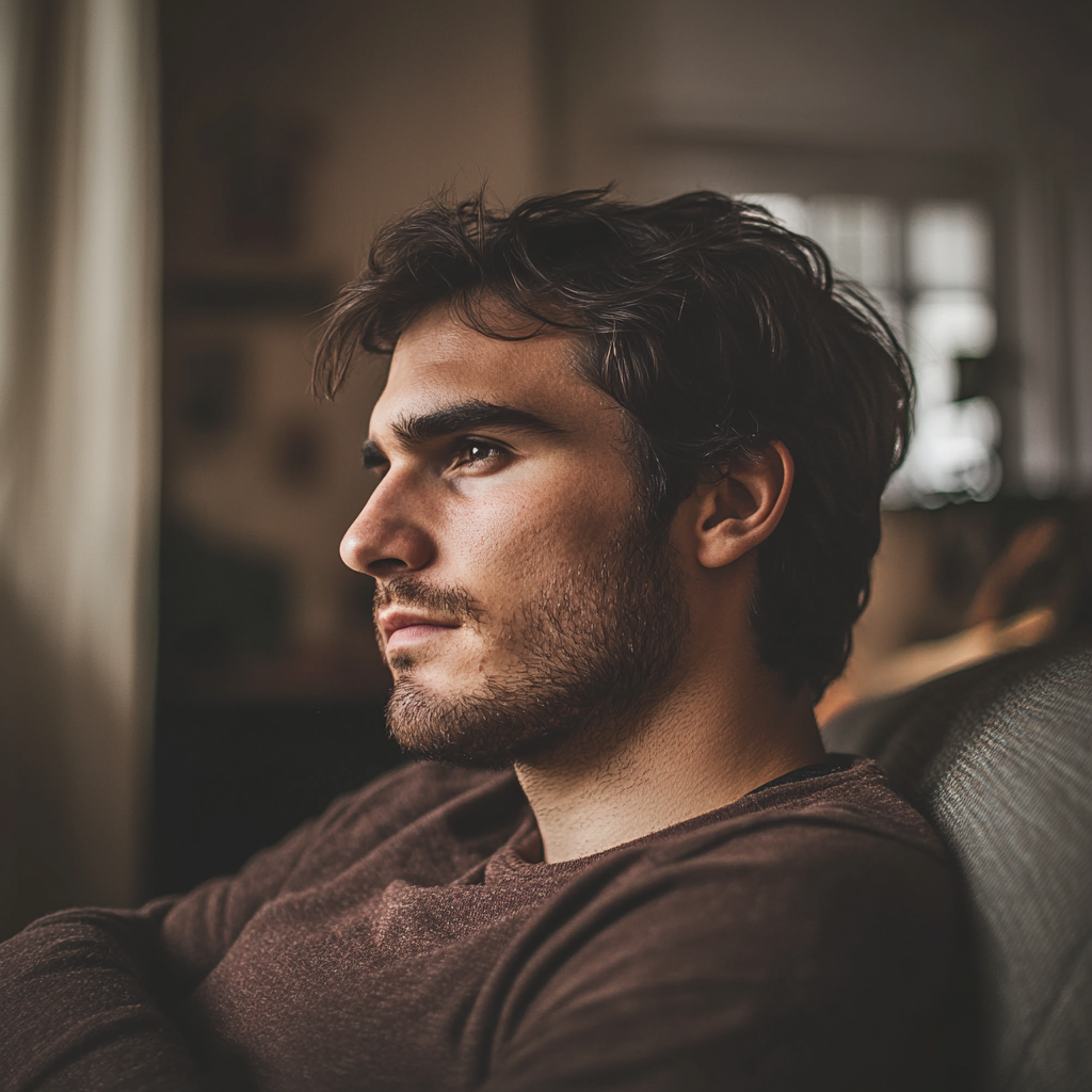 Un homme qui regarde de son côté | Source : Midjourney