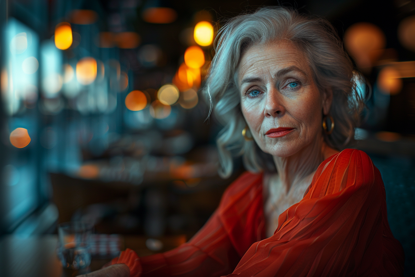 An elderly woman in a restaurant | Source: Midjourney