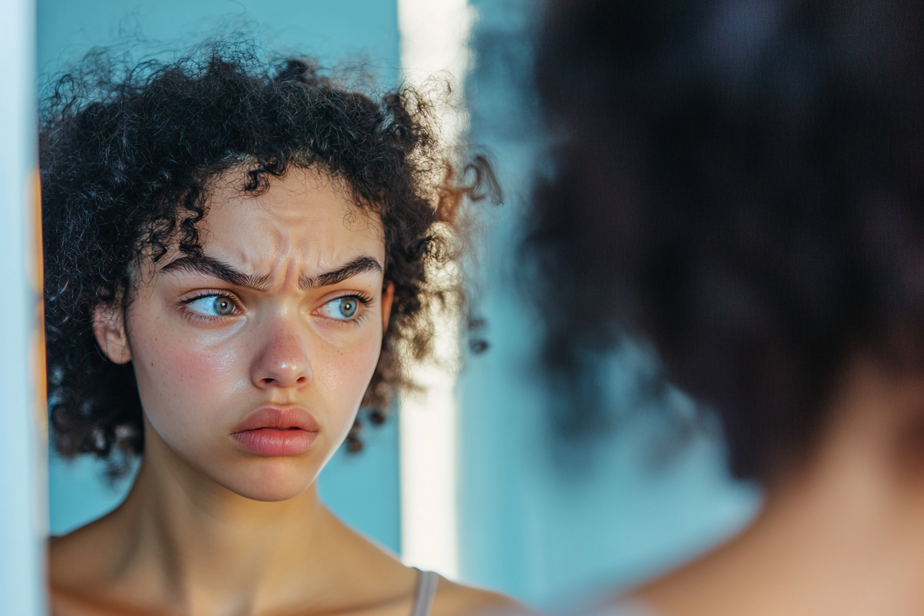 Une femme se regardant dans un miroir | Source : Midjourney