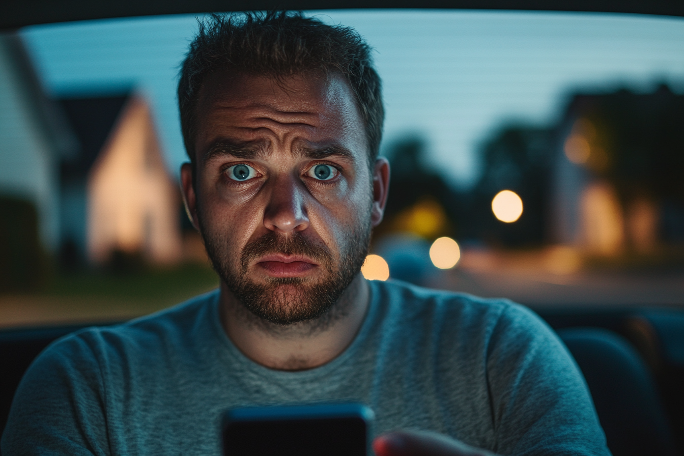 Un homme qui regarde son téléphone avec confusion | Source : Midjourney