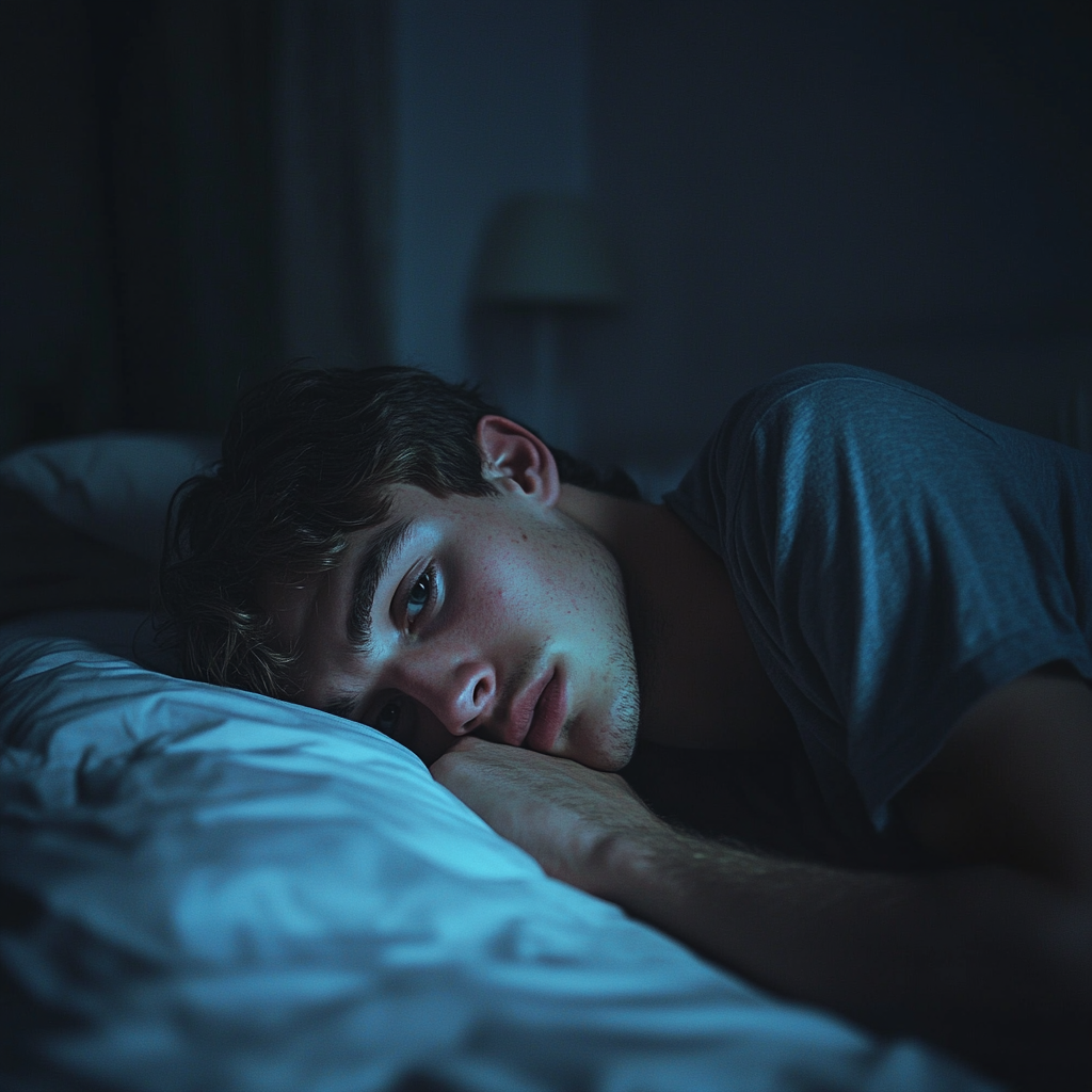 Un jeune homme sans sommeil | Source : Midjourney