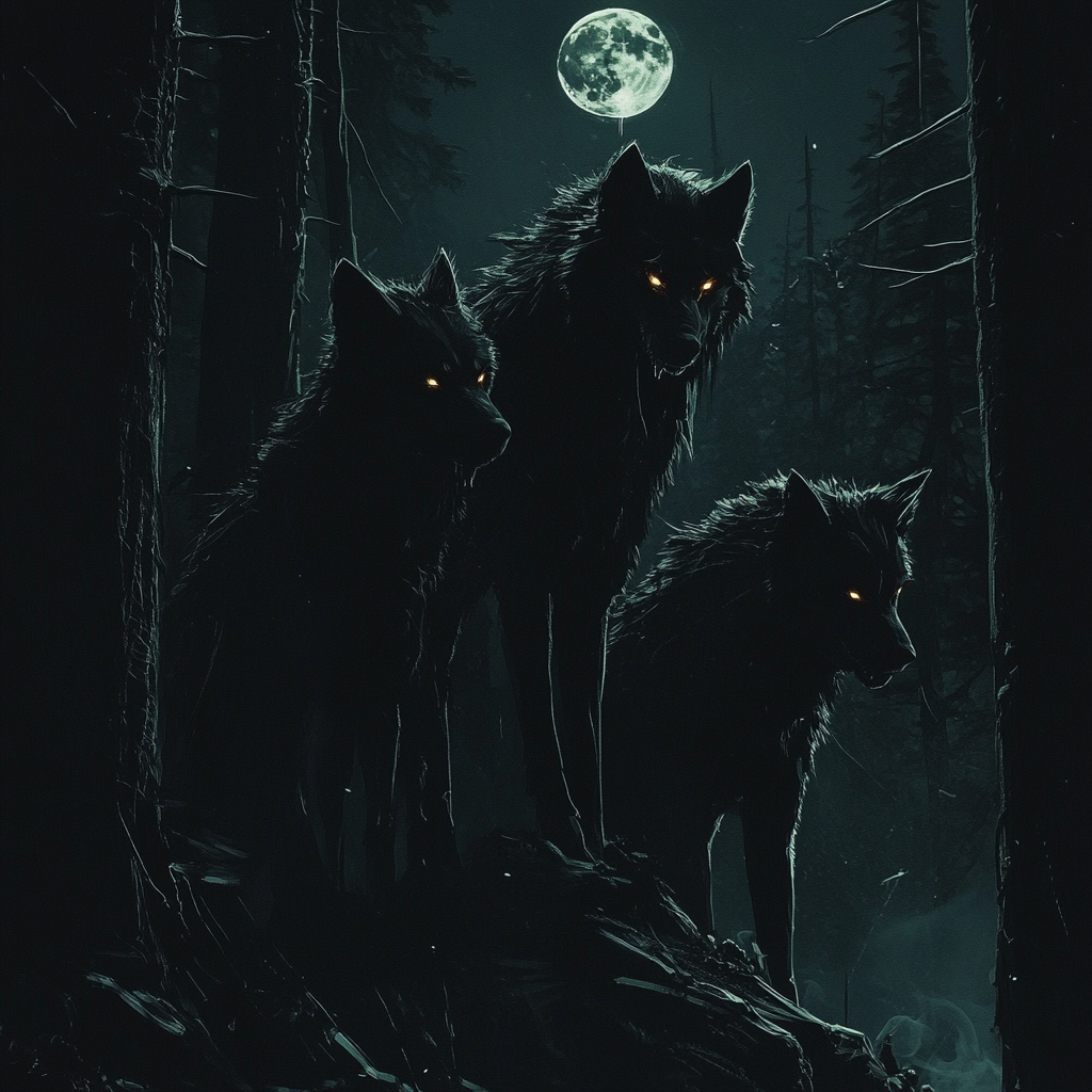 Une meute de loups dans les bois | Source : Midjourney