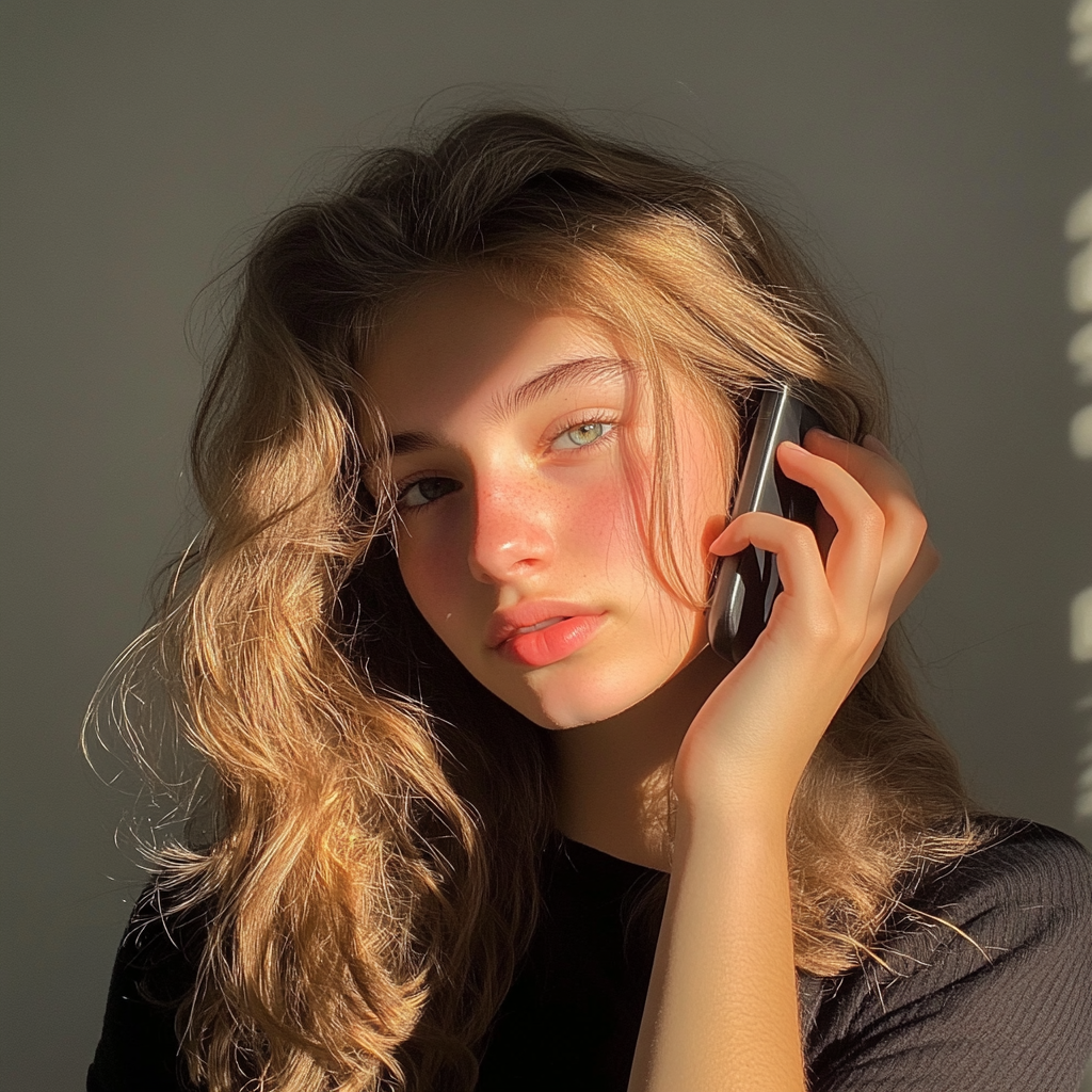 Une fille qui parle au téléphone | Source : Midjourney