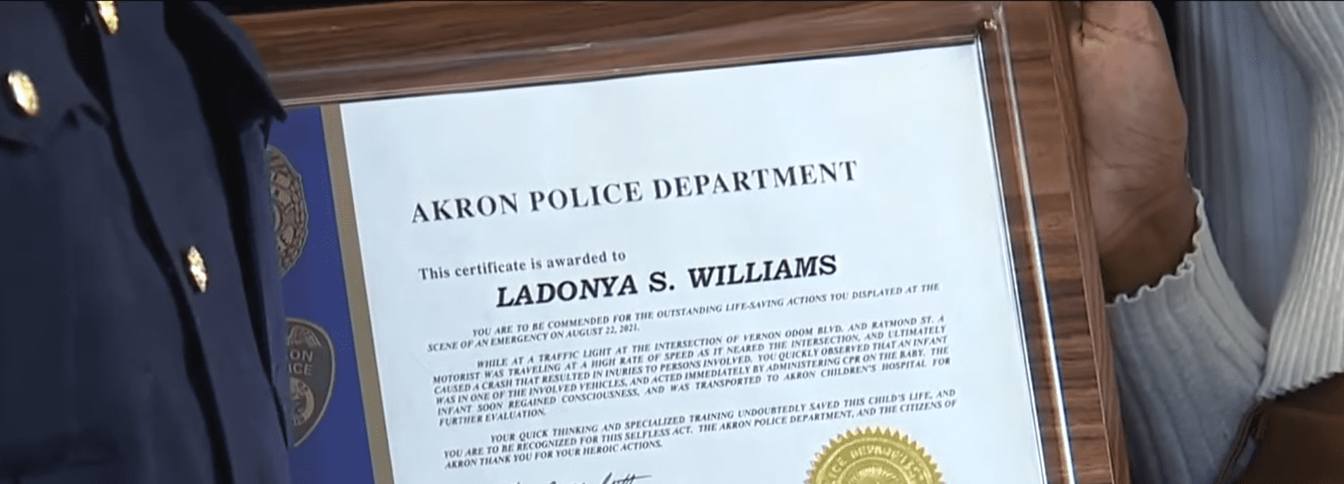 Ladonya Williams prix du citoyen.┃Source:youtube.com/News 5 Cleveland